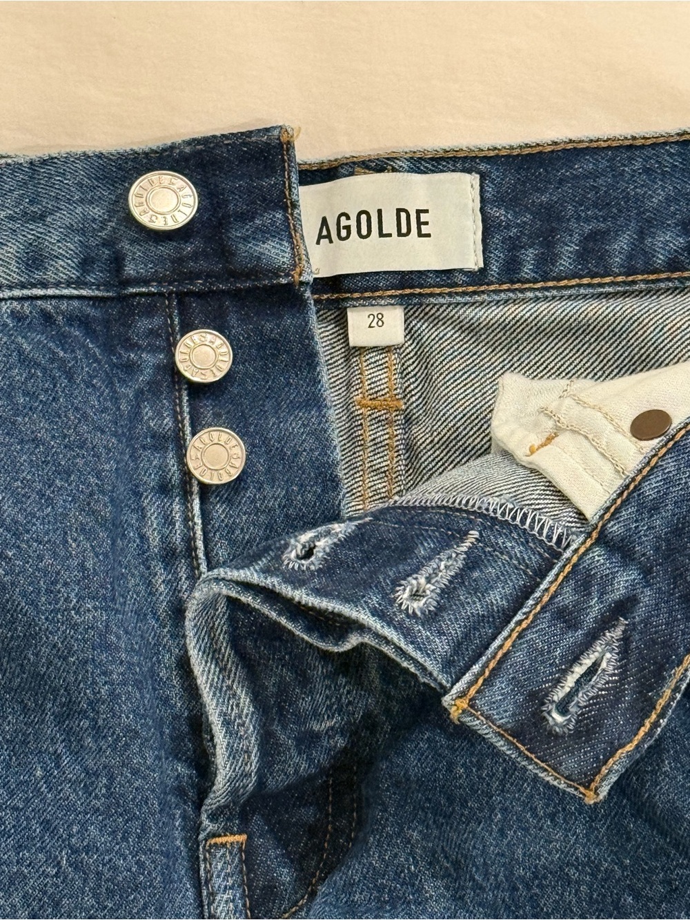 Agolde Dark Indigo High-Rise Denim Shorts - Picture 5 of 5